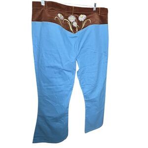 Unique Vintage Smiley Flowers Bell Bottom Flared Jeans Size 20 (3X)